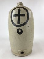 Antique Japanese Ceramic Sake Bottle Kayoi-Tokkuri Gray Black Kanji TS615