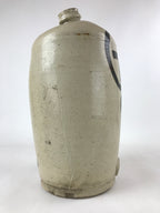 Antique Japanese Ceramic Sake Bottle Kayoi-Tokkuri Gray Black Kanji TS615