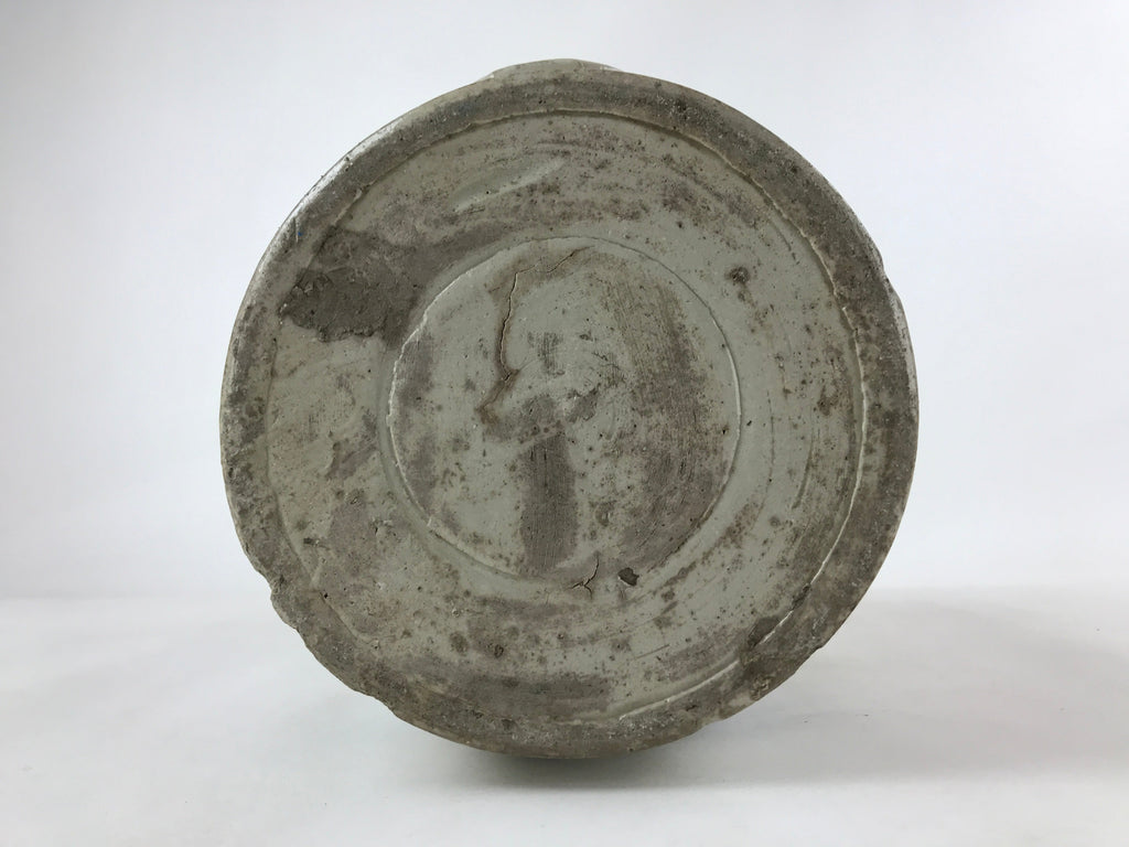 Antique Japanese Ceramic Sake Bottle Kayoi-Tokkuri Gray Black Kanji TS616