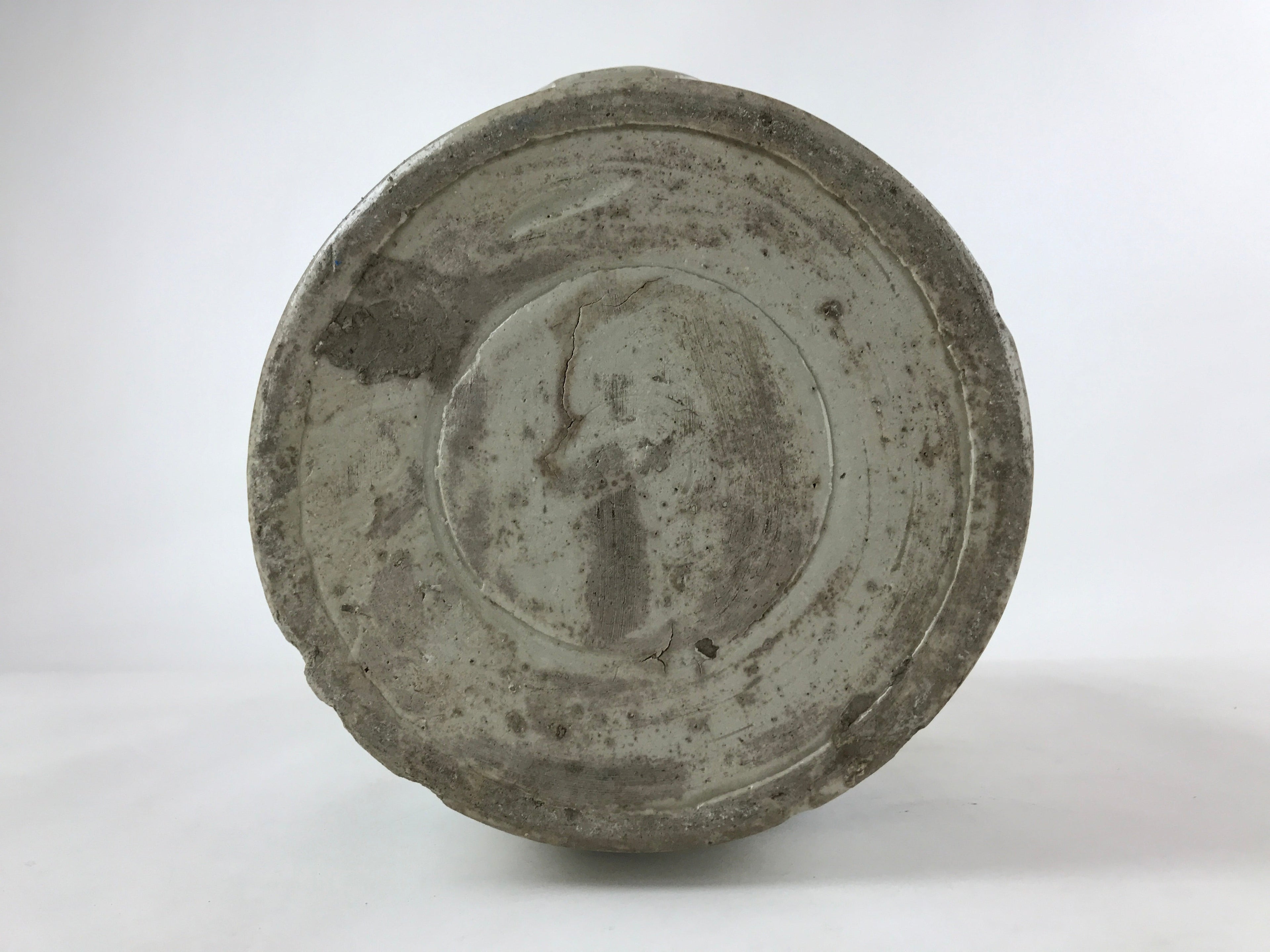 Antique Japanese Ceramic Sake Bottle Kayoi-Tokkuri Gray Black Kanji TS616