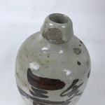 Antique Japanese Ceramic Sake Bottle Kayoi-Tokkuri Gray Black Kanji TS811