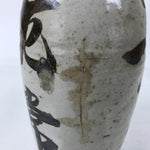 Antique Japanese Ceramic Sake Bottle Kayoi-Tokkuri Gray Black Kanji TS811