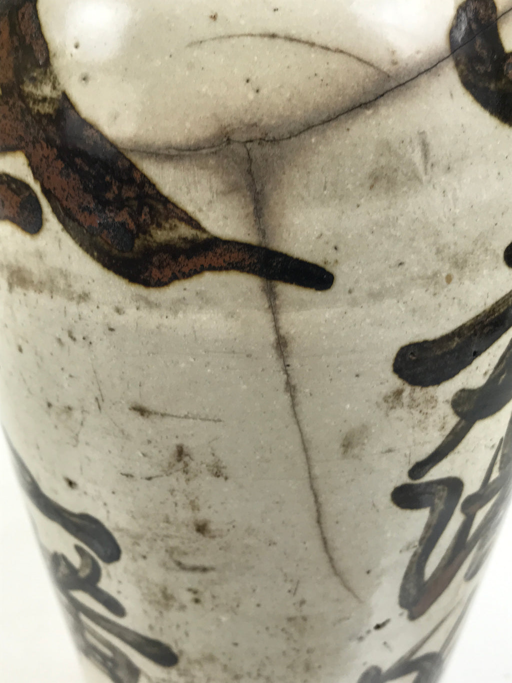 Antique Japanese Ceramic Sake Bottle Kayoi-Tokkuri Gray Black Mino City TS778