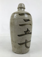 Antique Japanese Ceramic Sake Bottle Kayoi-Tokkuri Gray Black Mino City TS778