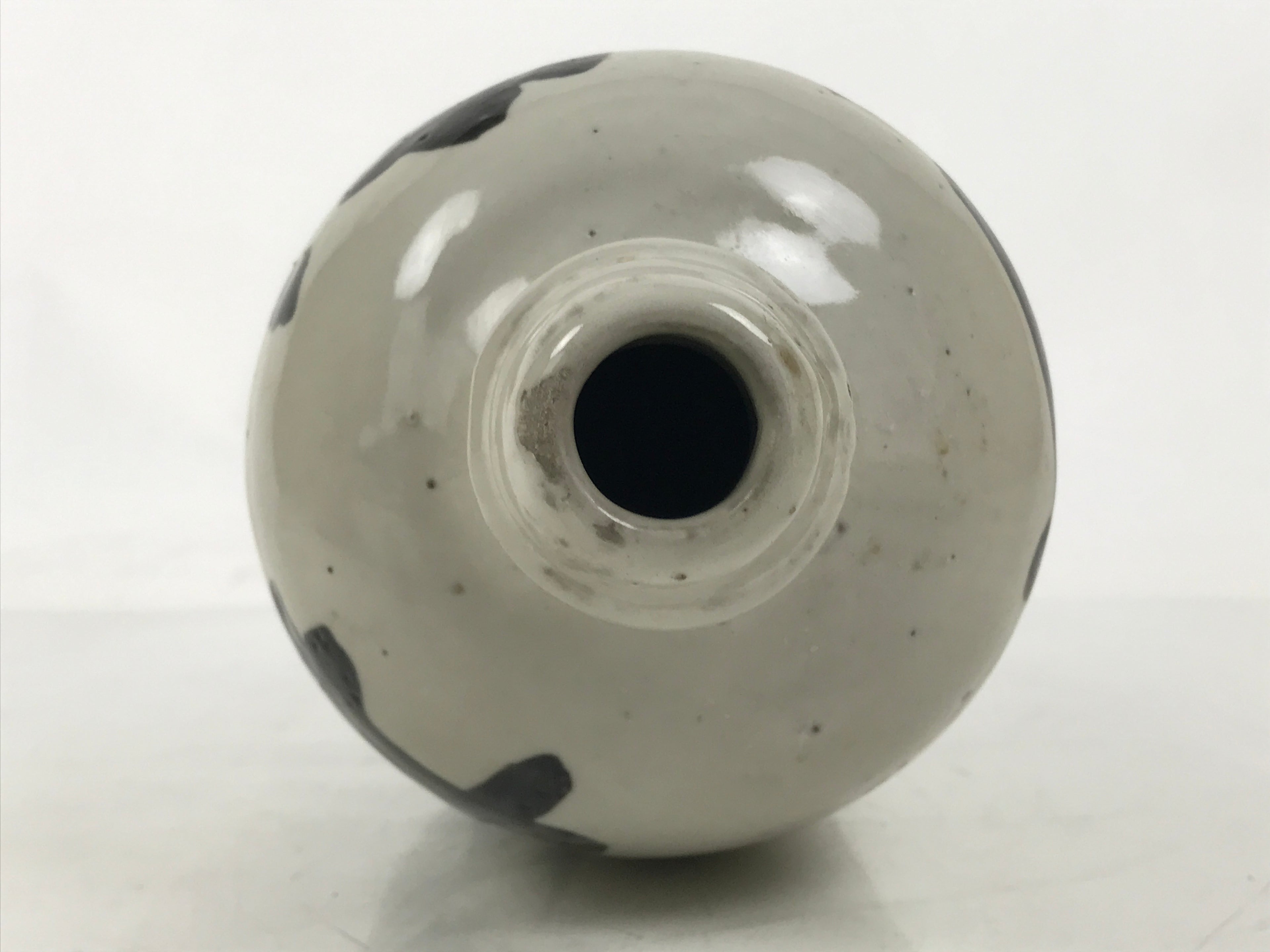 Antique Japanese Ceramic Sake Bottle Kayoi-Tokkuri Gray Black TS782