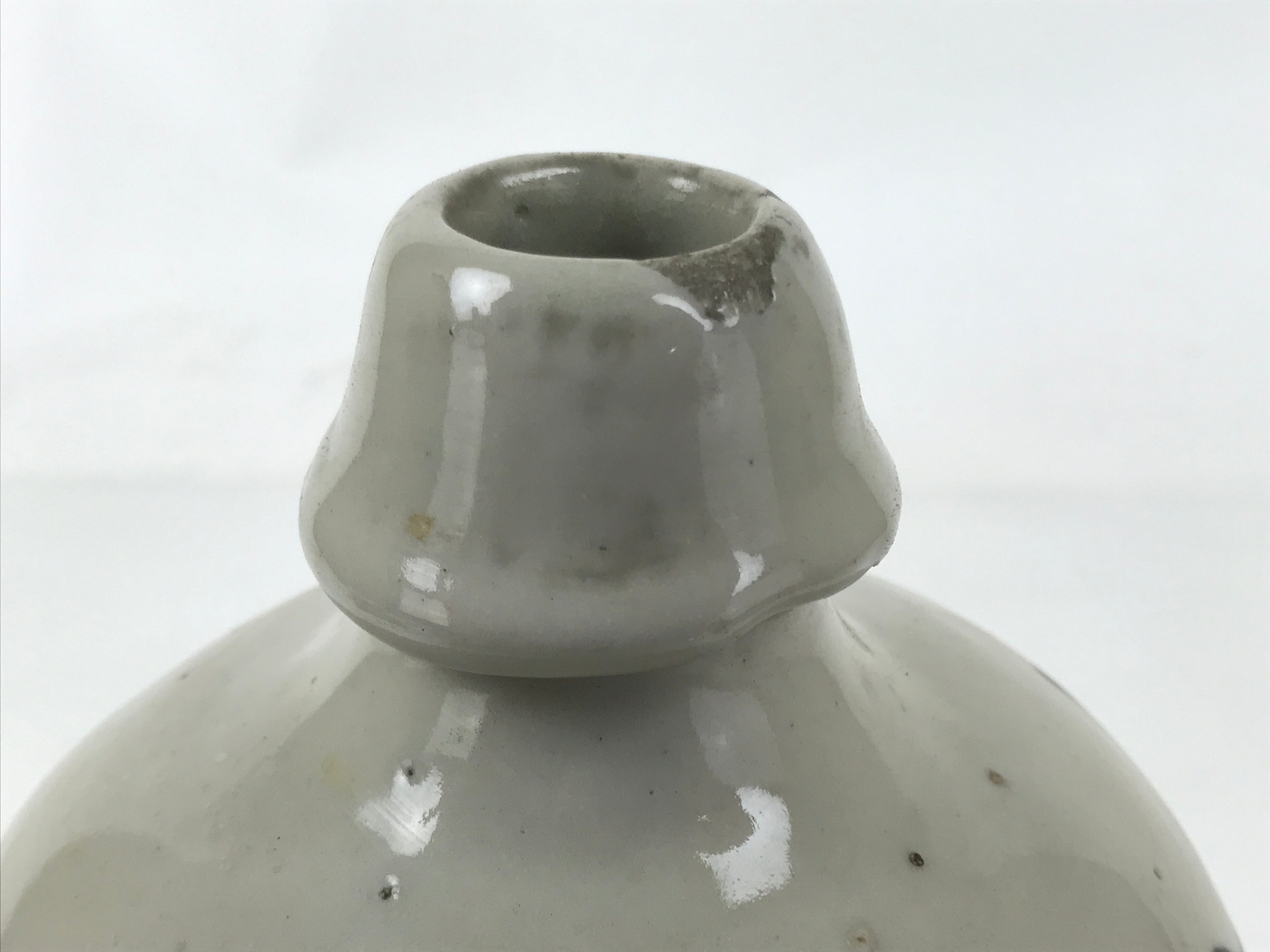 Antique Japanese Ceramic Sake Bottle Kayoi-Tokkuri Gray Black TS782