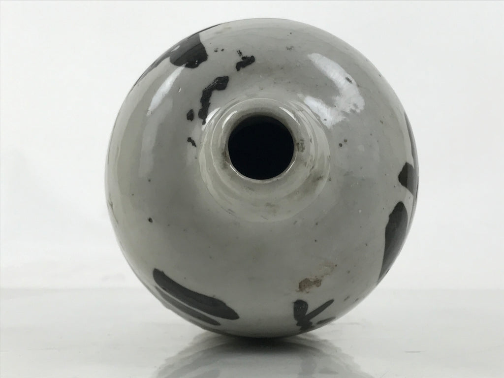 Antique Japanese Ceramic Sake Bottle Kayoi-Tokkuri Gray Black TS783