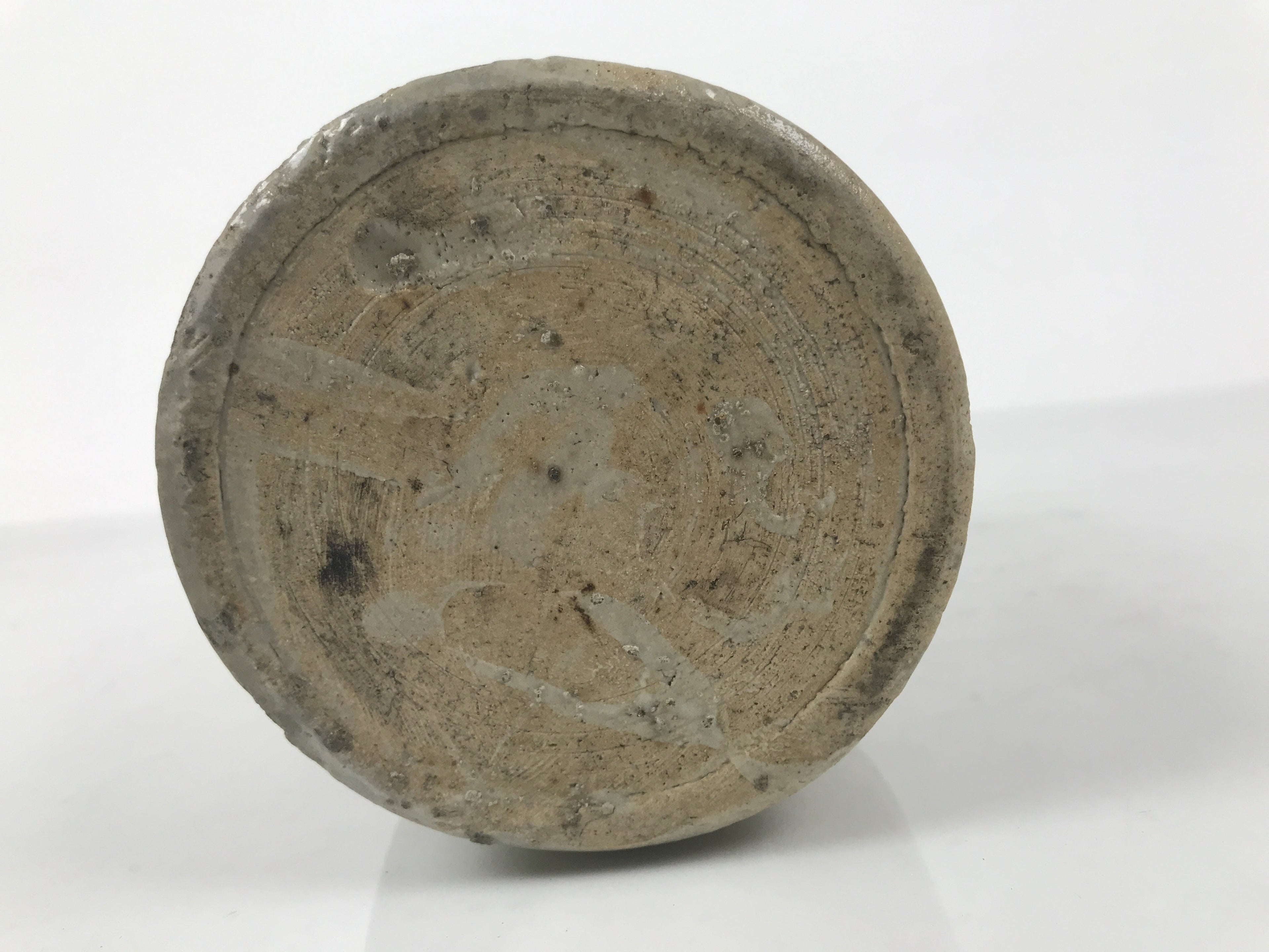 Antique Japanese Ceramic Sake Bottle Kayoi-Tokkuri Gray Brown Kanji Kuroda TS912