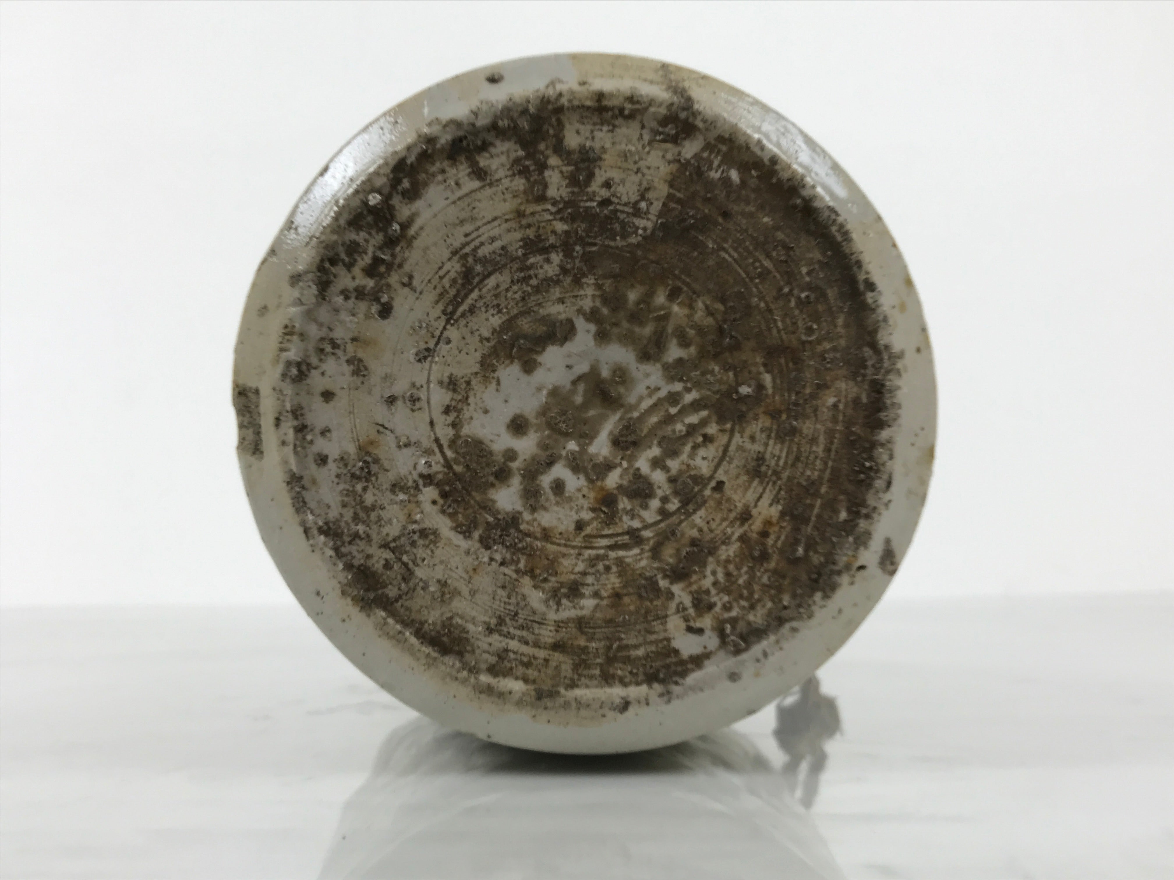 Antique Japanese Ceramic Sake Bottle Kayoi-Tokkuri Gray Brown Kanji Shoyu TS883