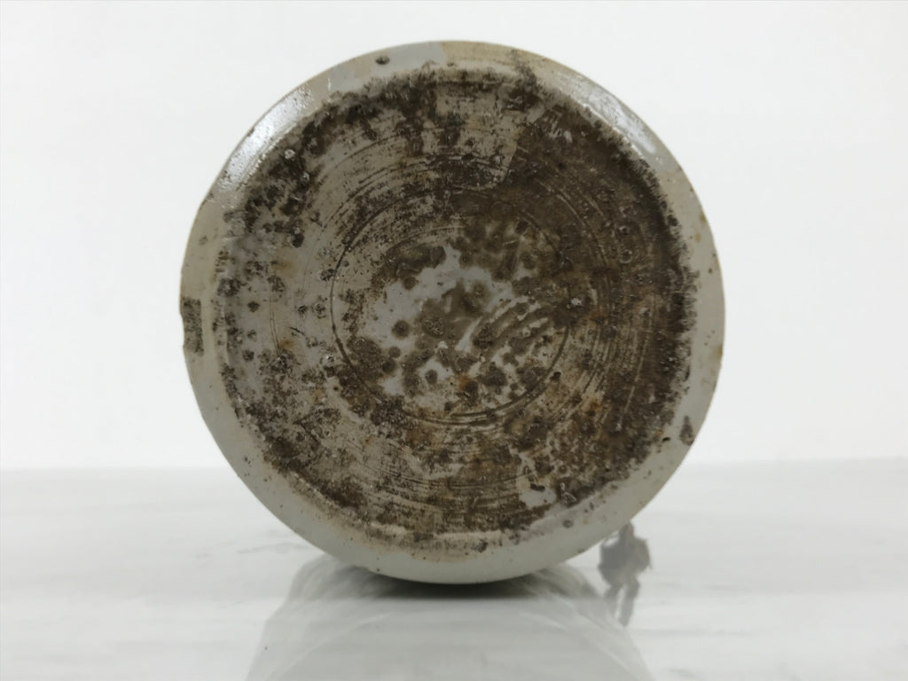 Antique Japanese Ceramic Sake Bottle Kayoi-Tokkuri Gray Brown Kanji Shoyu TS883