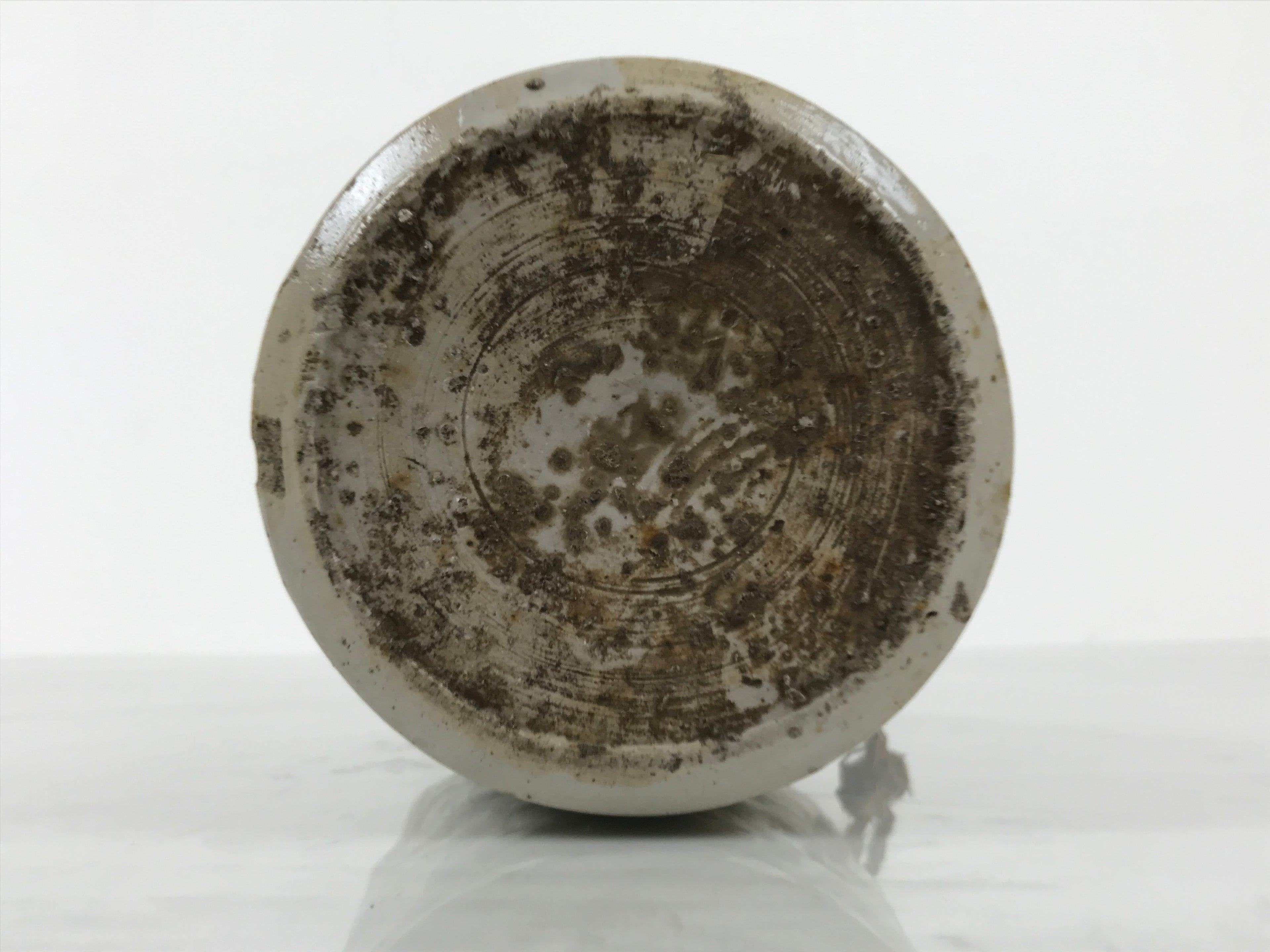 Antique Japanese Ceramic Sake Bottle Kayoi-Tokkuri Gray Brown Kanji Shoyu TS883