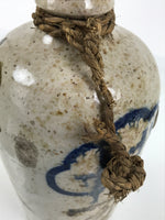 Antique Japanese Ceramic Sake Bottle Kayoi-Tokkuri Gray Brown Kanji Shoyu TS883