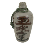 Antique Japanese Ceramic Sake Bottle Kayoi-Tokkuri Gray Brown Kanji TS884