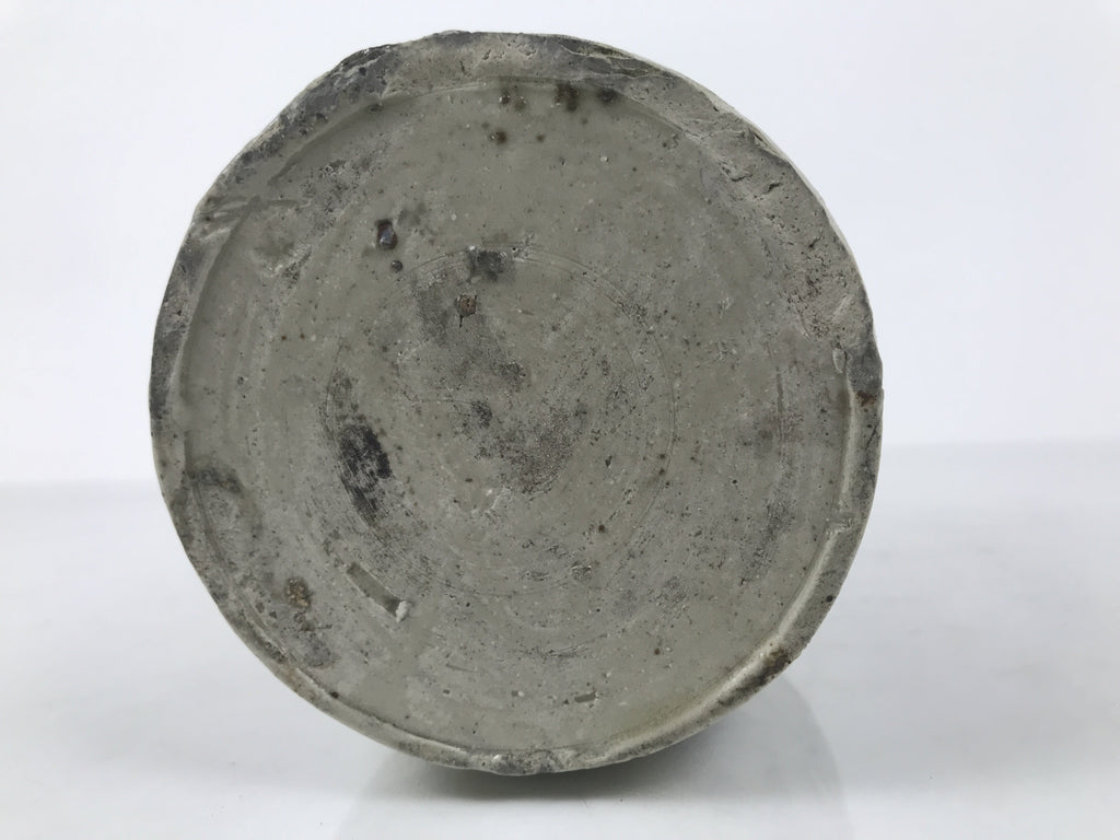 Antique Japanese Ceramic Sake Bottle Kayoi-Tokkuri Gray Brown Kanji TS914