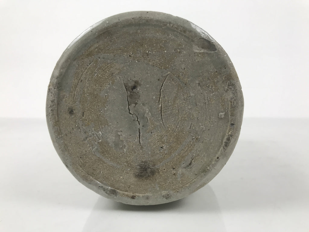 Antique Japanese Ceramic Sake Bottle Kayoi-Tokkuri Gray Brown Kasamatsu TS911