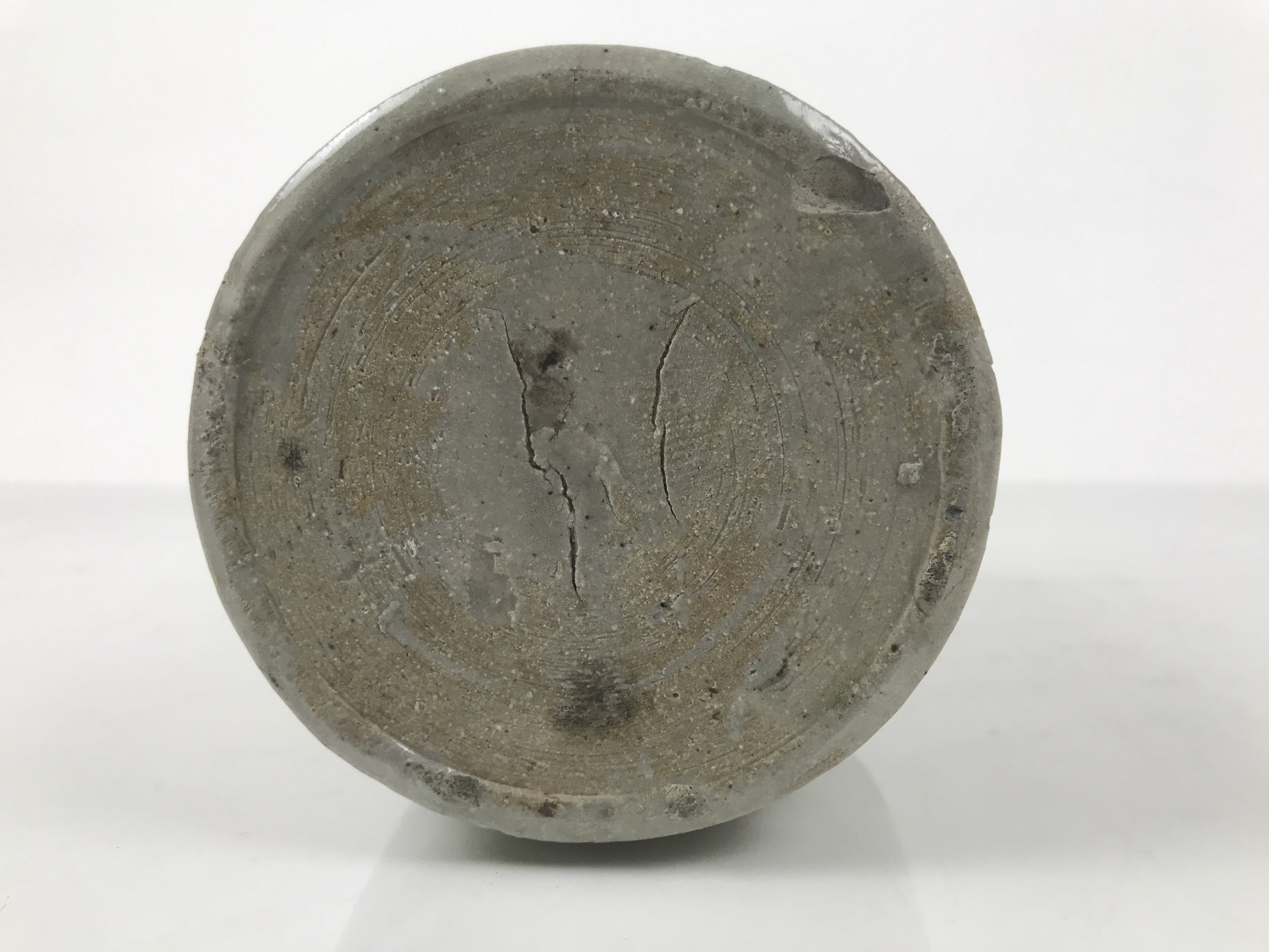 Antique Japanese Ceramic Sake Bottle Kayoi-Tokkuri Gray Brown Kasamatsu TS911