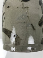 Antique Japanese Ceramic Sake Bottle Kayoi-Tokkuri Gray Brown Kasamatsu TS911