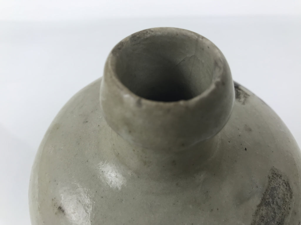 Antique Japanese Ceramic Sake Bottle Kayoi-Tokkuri Gray Brown Matsuri TS908