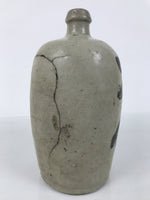 Antique Japanese Ceramic Sake Bottle Kayoi-Tokkuri Gray Brown Matsuri TS908