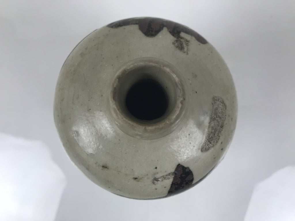 Antique Japanese Ceramic Sake Bottle Kayoi-Tokkuri Gray Brown Matsuri TS908