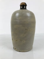 Antique Japanese Ceramic Sake Bottle Kayoi-Tokkuri Gray Brown Plain TS882