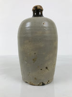 Antique Japanese Ceramic Sake Bottle Kayoi-Tokkuri Gray Brown Plain TS882