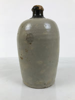 Antique Japanese Ceramic Sake Bottle Kayoi-Tokkuri Gray Brown Plain TS882