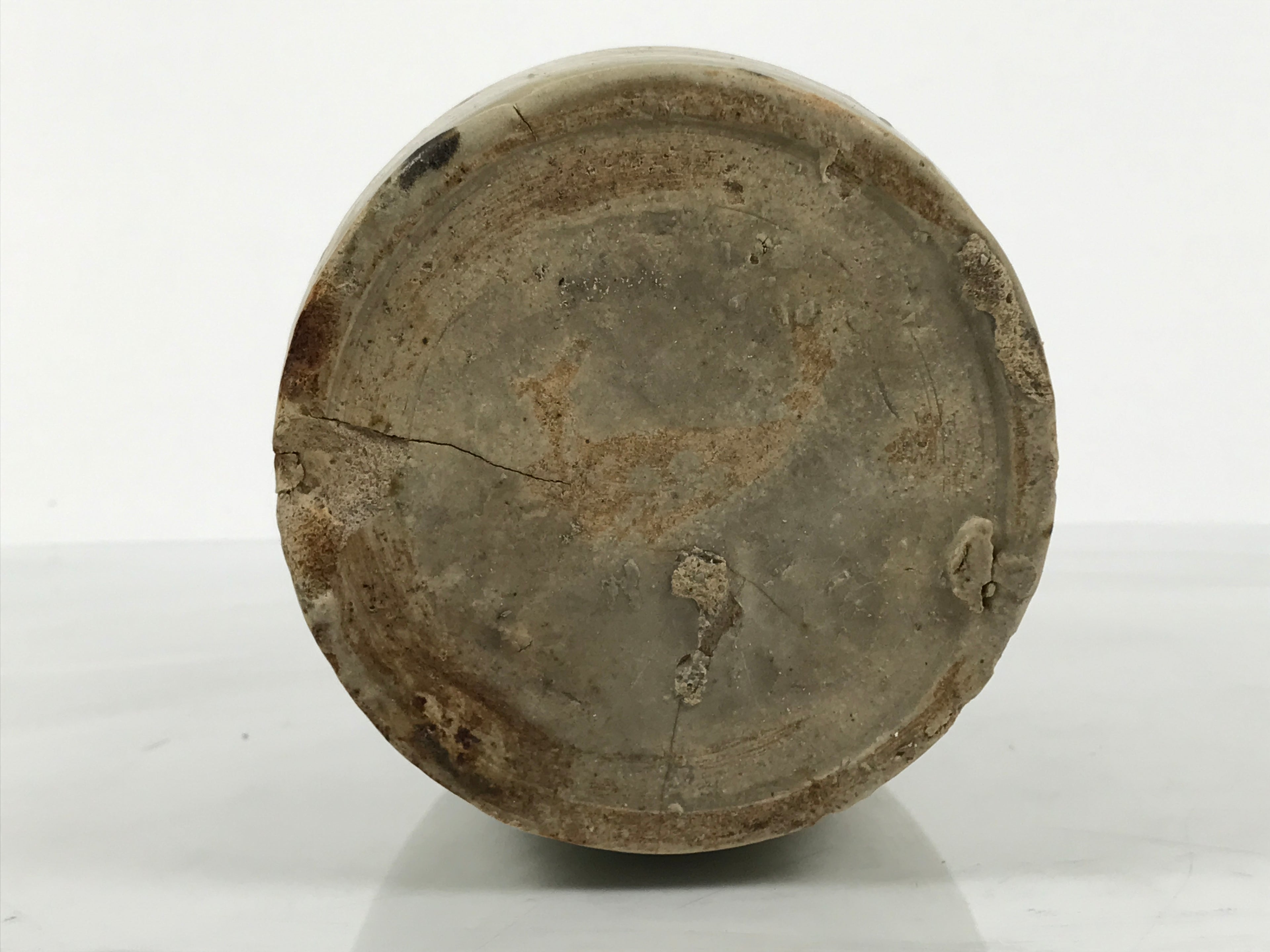 Antique Japanese Ceramic Sake Bottle Kayoi-Tokkuri Gray Brown Plain TS882