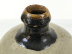 Antique Japanese Ceramic Sake Bottle Kayoi-Tokkuri Gray Brown Plain TS882