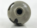 Antique Japanese Ceramic Sake Bottle Kayoi-Tokkuri Gray Dark Brown Kanji TS786