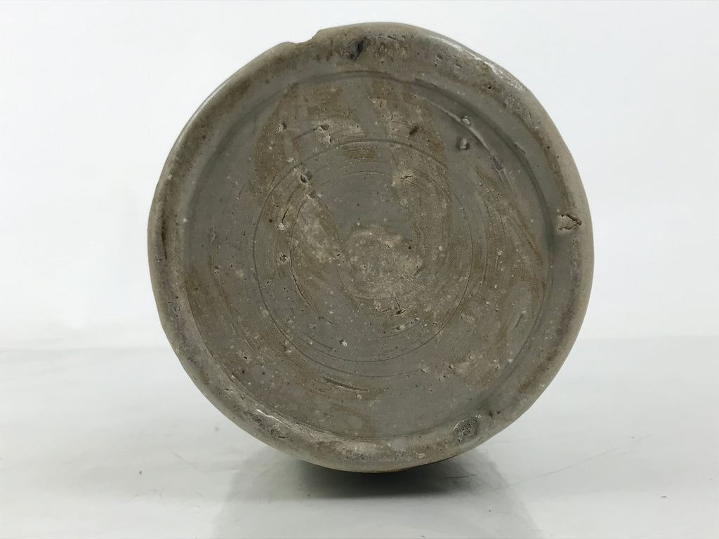 Antique Japanese Ceramic Sake Bottle Kayoi-Tokkuri Gray Dark Brown Kanji TS786
