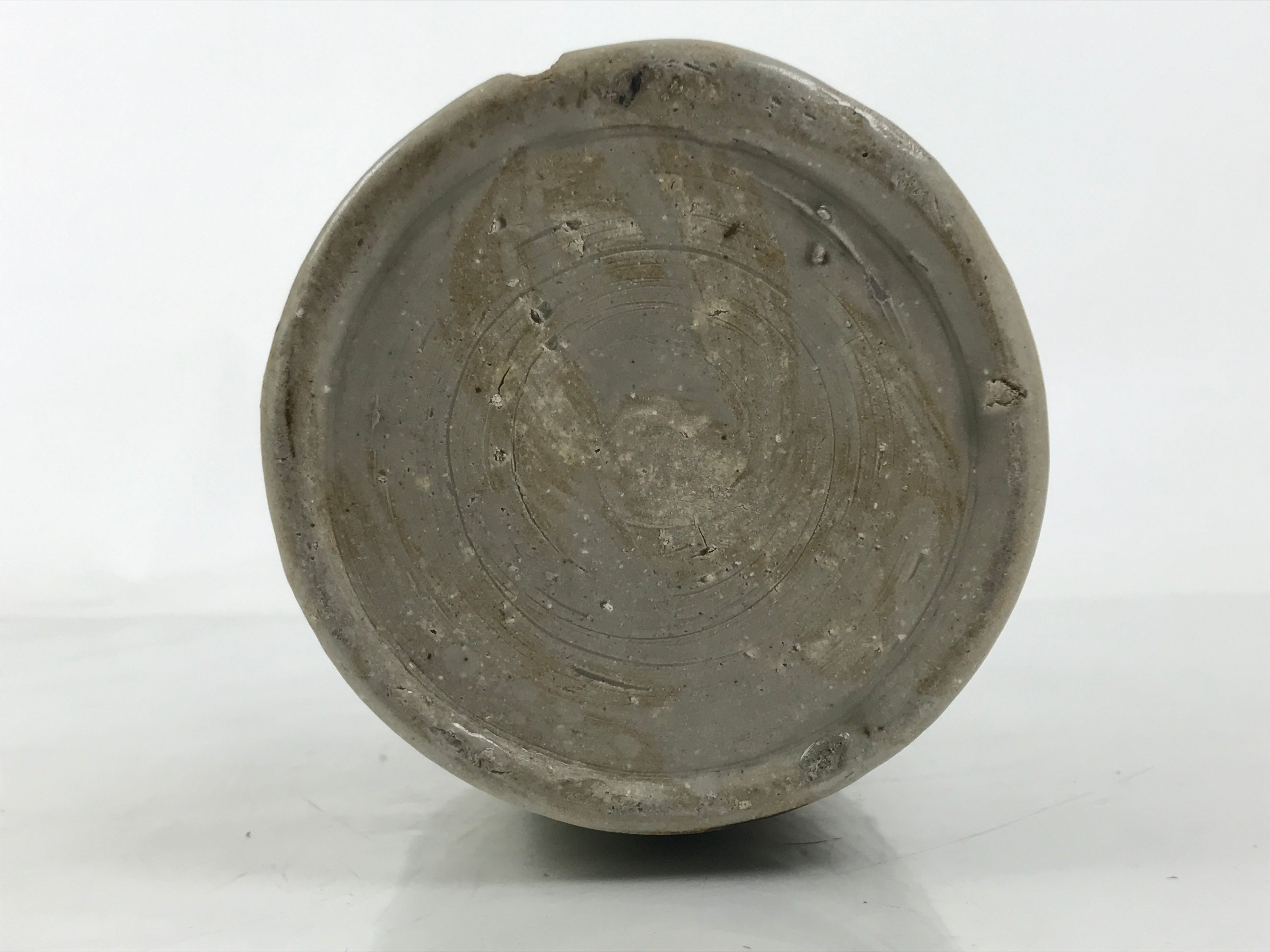 Antique Japanese Ceramic Sake Bottle Kayoi-Tokkuri Gray Dark Brown Kanji TS786