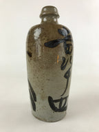 Antique Japanese Ceramic Sake Bottle Kayoi-Tokkuri Gray Hand-Written Kanji TS578