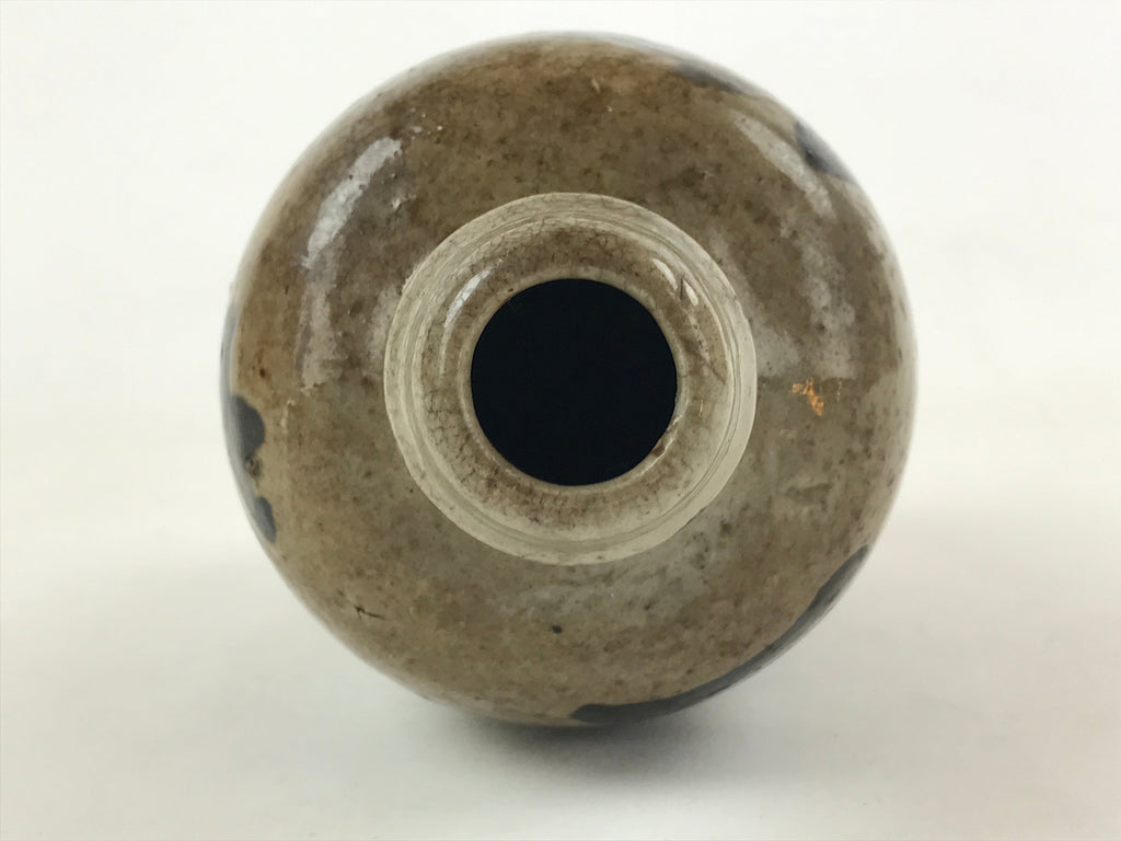 Antique Japanese Ceramic Sake Bottle Kayoi-Tokkuri Gray Hand-Written Kanji TS578