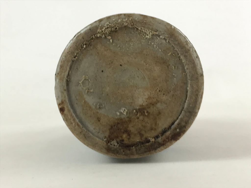 Antique Japanese Ceramic Sake Bottle Kayoi-Tokkuri Gray Hand-Written Kanji TS578