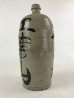 Antique Japanese Ceramic Sake Bottle Kayoi-Tokkuri Gray Hand-Written Kanji TS579