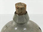 Antique Japanese Ceramic Sake Bottle Kayoi-Tokkuri Gray Kanji Cork Nishio TS861