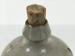 Antique Japanese Ceramic Sake Bottle Kayoi-Tokkuri Gray Kanji Cork Nishio TS861