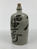 Antique Japanese Ceramic Sake Bottle Kayoi-Tokkuri Gray Kanji Cork Nishio TS861