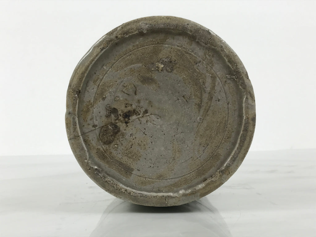 Antique Japanese Ceramic Sake Bottle Kayoi-Tokkuri Gray Kanji Cork Nishio TS861