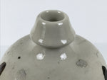Antique Japanese Ceramic Sake Bottle Kayoi-Tokkuri Gray Kanji Crane Turtle TS863