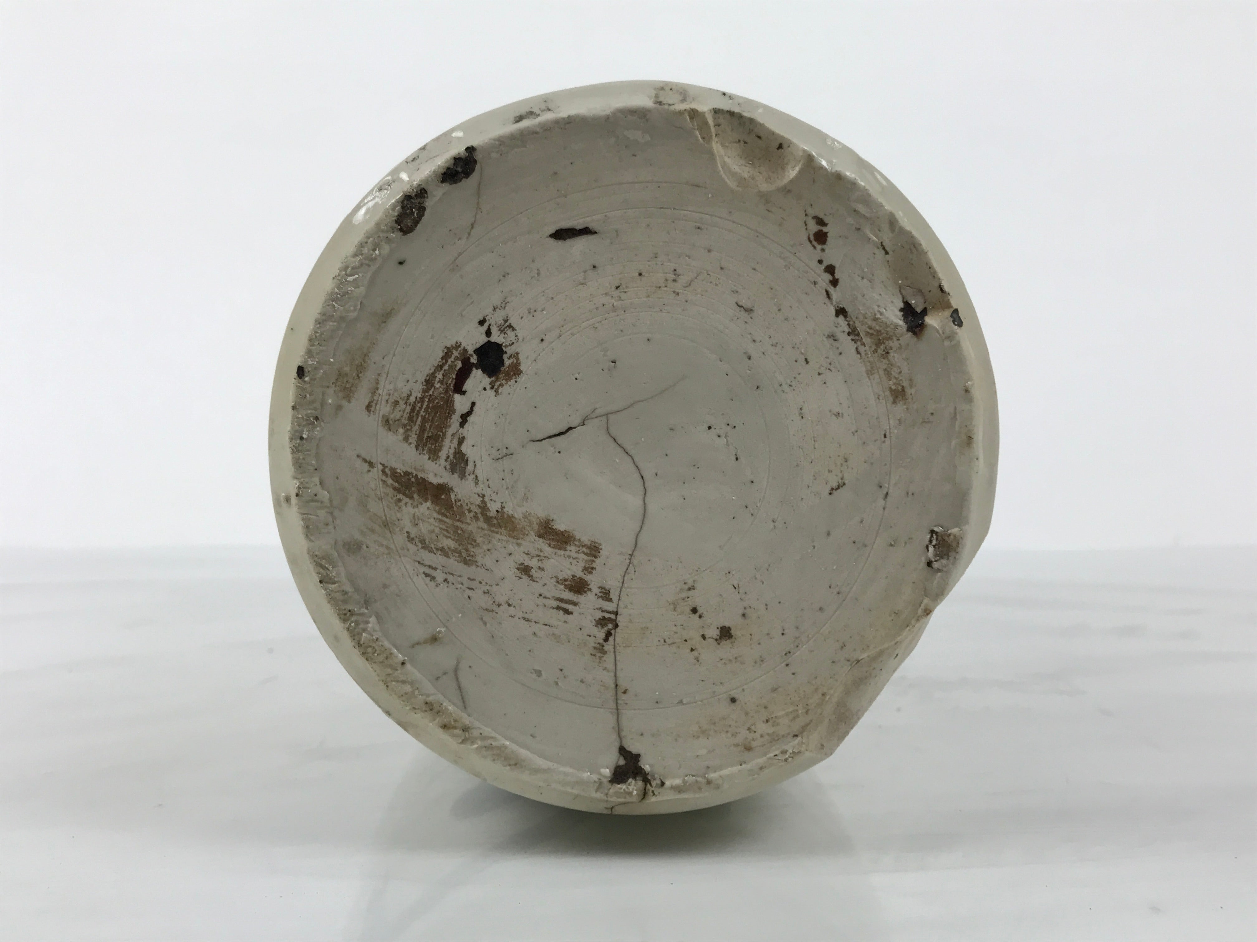 Antique Japanese Ceramic Sake Bottle Kayoi-Tokkuri Gray Kanji Crane Turtle TS863