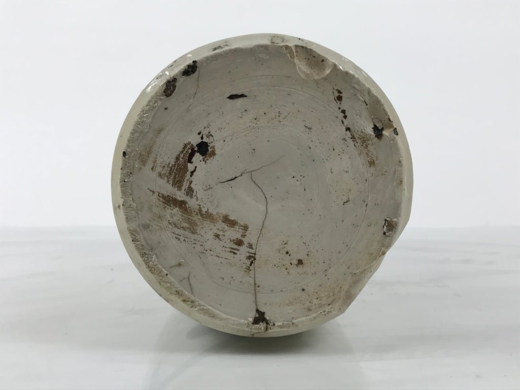 Antique Japanese Ceramic Sake Bottle Kayoi-Tokkuri Gray Kanji Crane Turtle TS863