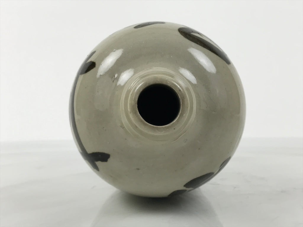 Antique Japanese Ceramic Sake Bottle Kayoi-Tokkuri Gray Kanji Iwakura TS856