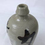 Antique Japanese Ceramic Sake Bottle Kayoi-Tokkuri Gray Kanji Kameyama TS813