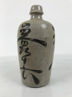 Antique Japanese Ceramic Sake Bottle Kayoi-Tokkuri Gray Kanji Kameyama TS865