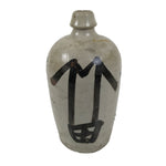 Antique Japanese Ceramic Sake Bottle Kayoi-Tokkuri Gray Kanji Kiyosu TS857
