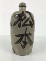 Antique Japanese Ceramic Sake Bottle Kayoi-Tokkuri Gray Kanji Matsumoto TS849
