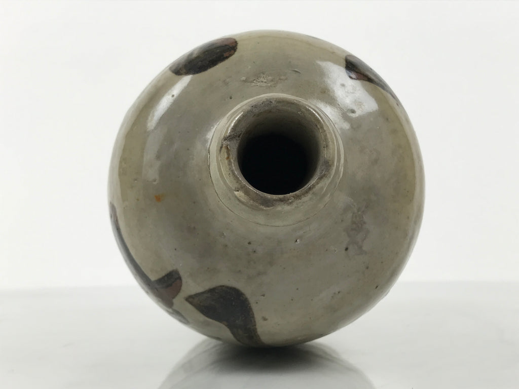 Antique Japanese Ceramic Sake Bottle Kayoi-Tokkuri Gray Kanji Matsumoto TS849