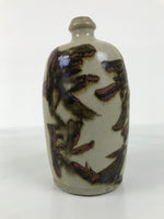Antique Japanese Ceramic Sake Bottle Kayoi-Tokkuri Gray Kanji Nagara TS853
